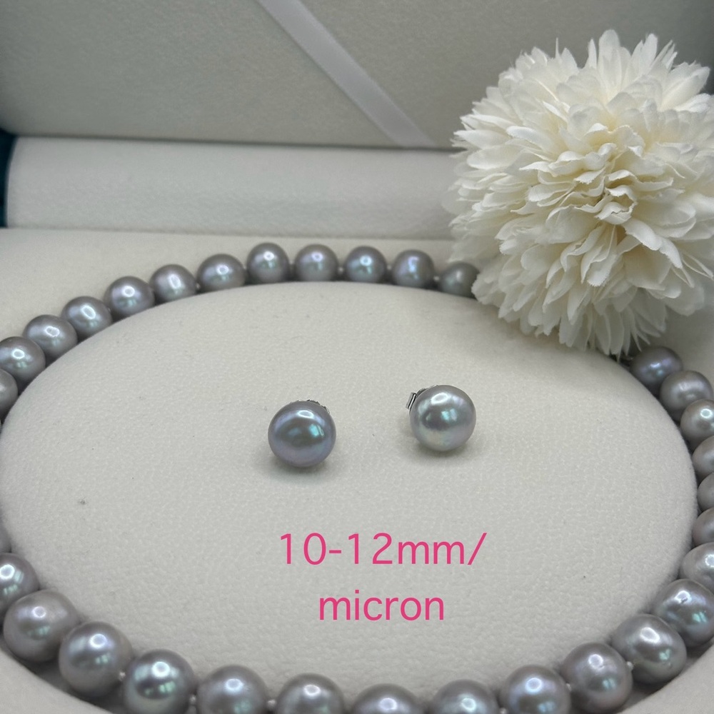 Authentic Edison pearl, set of earrings and choker